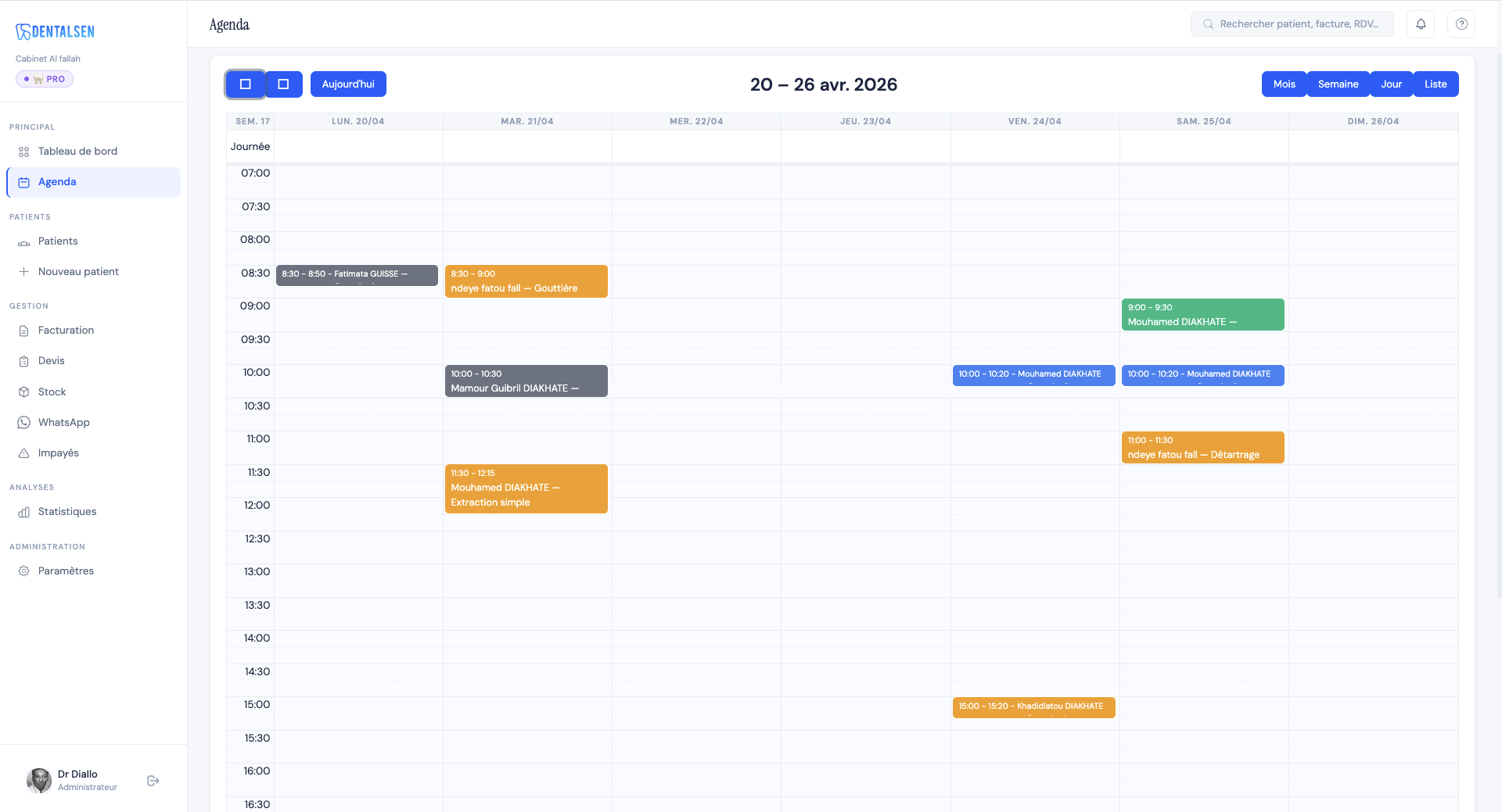 Interface agenda Dentalsen